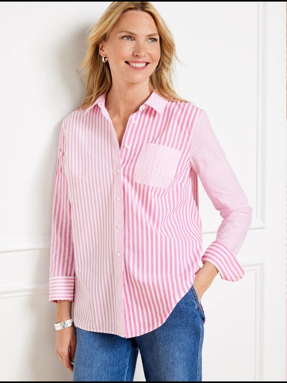 Talbots Pink Striped Button-Down Shirt